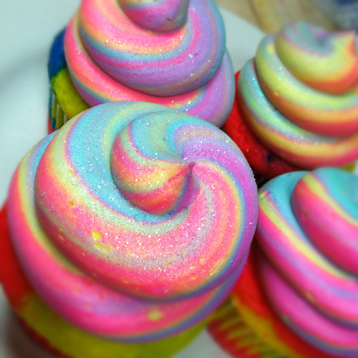 Fantasy Vanilla Almond Rainbow Cupcakes