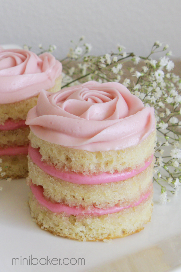 Mini Coconut Raspberry Valentine’s Day Naked Rosette Cakes