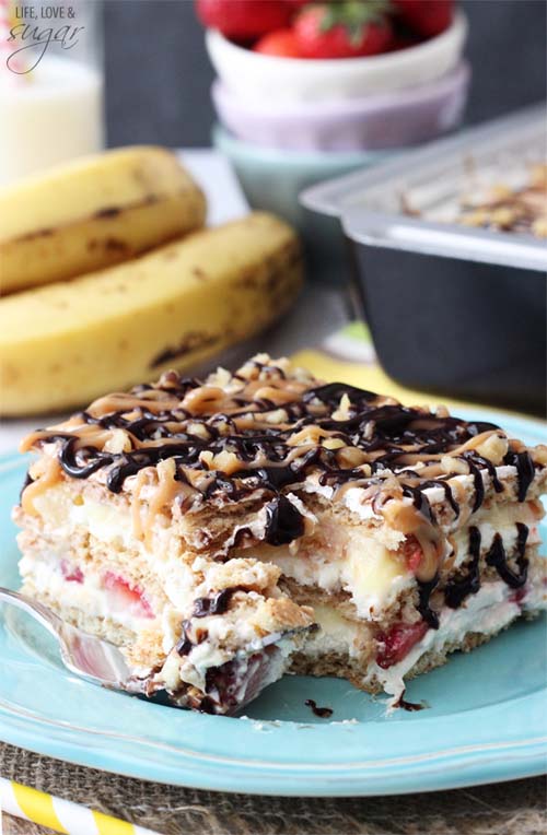 Dreamy Creamy Banana Split Ice Box Cake