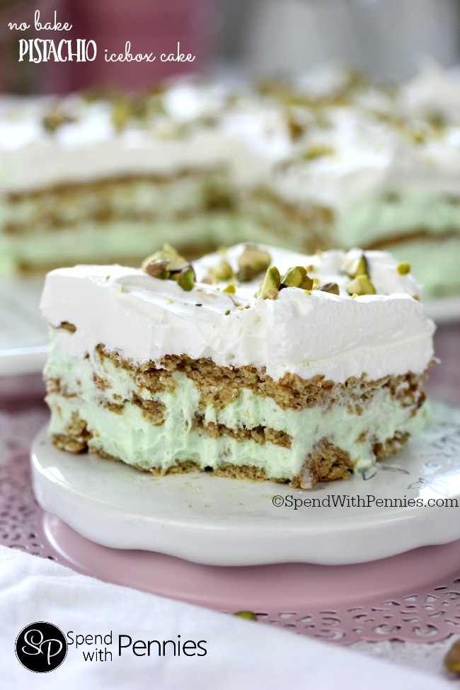 No Bake Pistachio Ice Box Cake