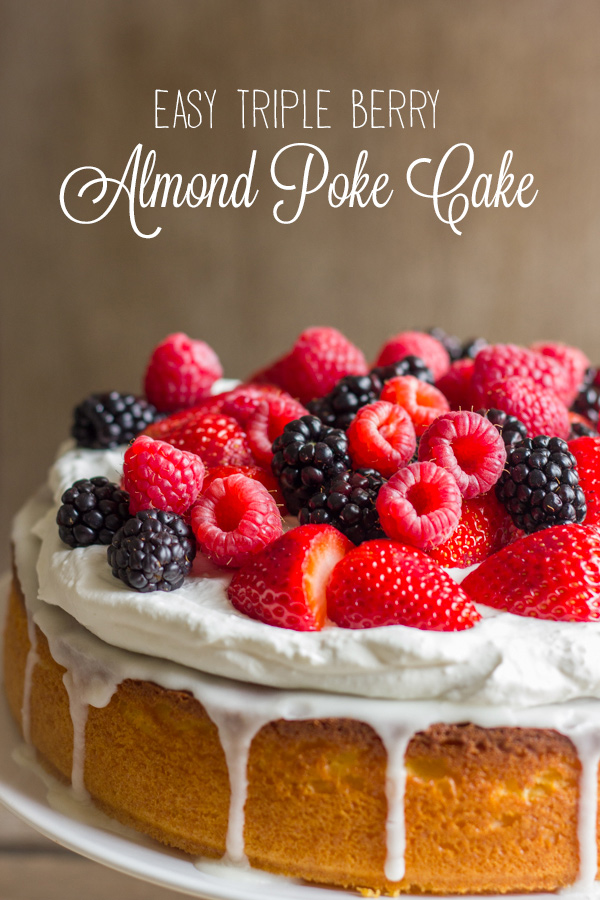 Easy Triple Berry Almond Poke Cake