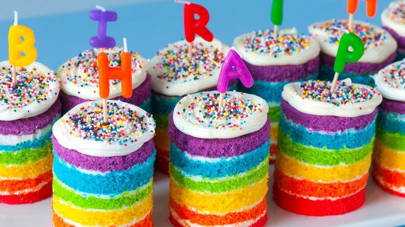Teeny Tiny Rainbow Cakes