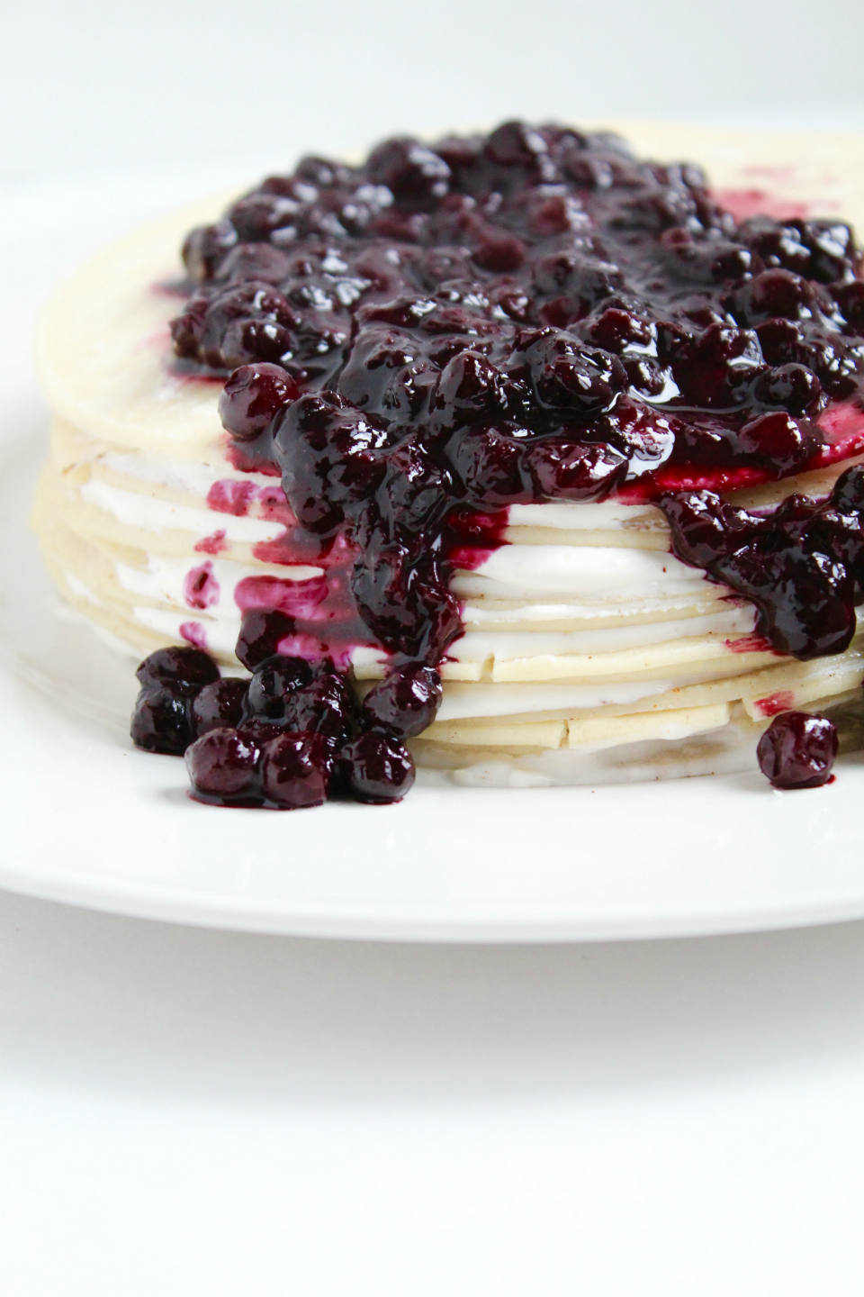 Gluten-Free Crepe Cake with Wild Blueberry Topping