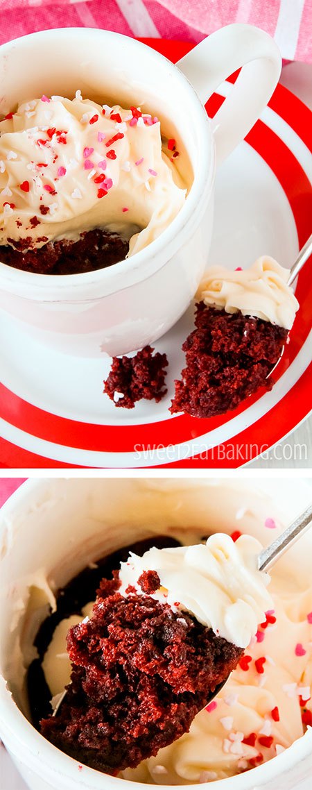 Red Velvet Mug Cake with Cream Cheese Frosting